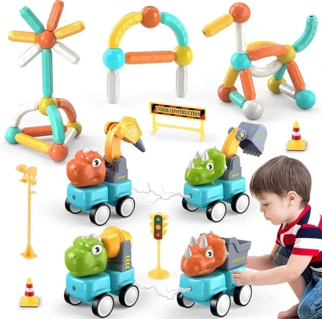 Ensemble de construction dinosaures blocs magnétiques Woopie