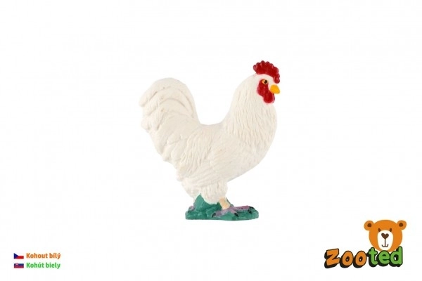 Coq blanc - coq domestique plastique zooted 5cm en sachet