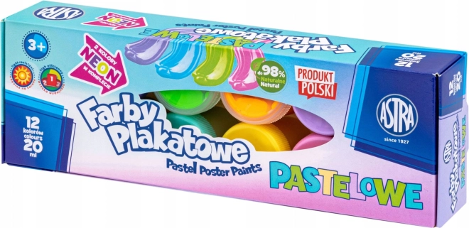 Peintures gouache ASTRA pastel 12×20 ml, 2 néon