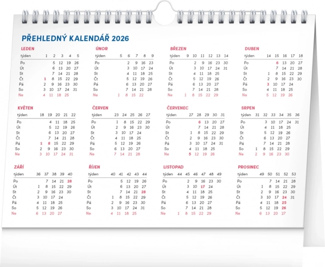 Calendrier de bureau avec mots croisés 2026