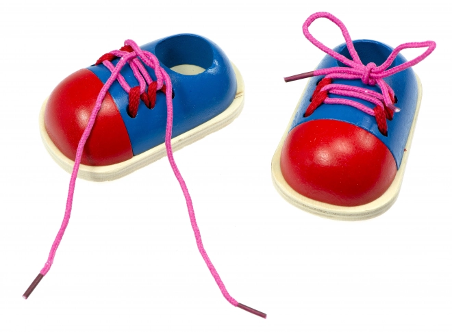 Chaussures à lacets en bois éducatives - 2 pièces
