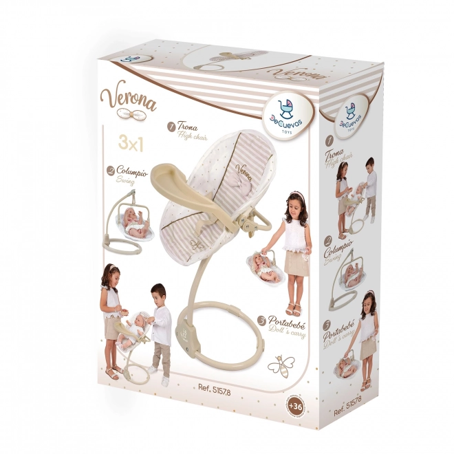 Chaise pour enfants multifonctionnelle et balançoire pour poupées 3 en 1 Verona