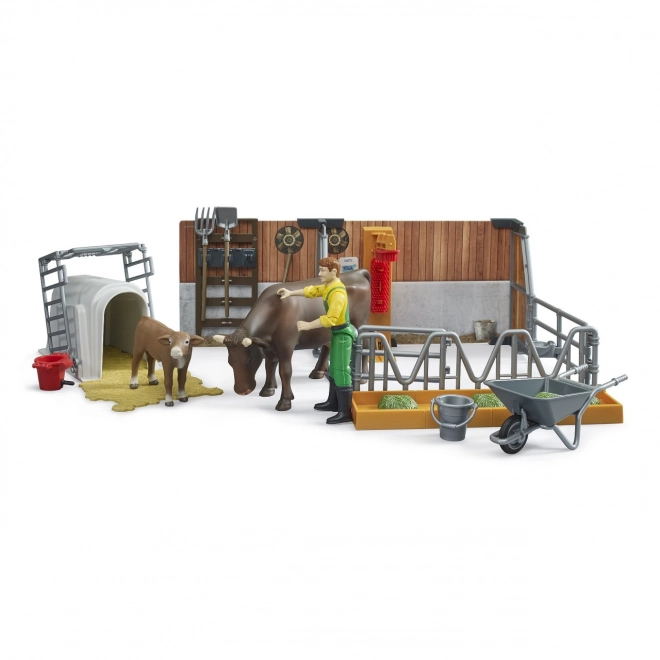 Étable pour bétail avec figurines et accessoires