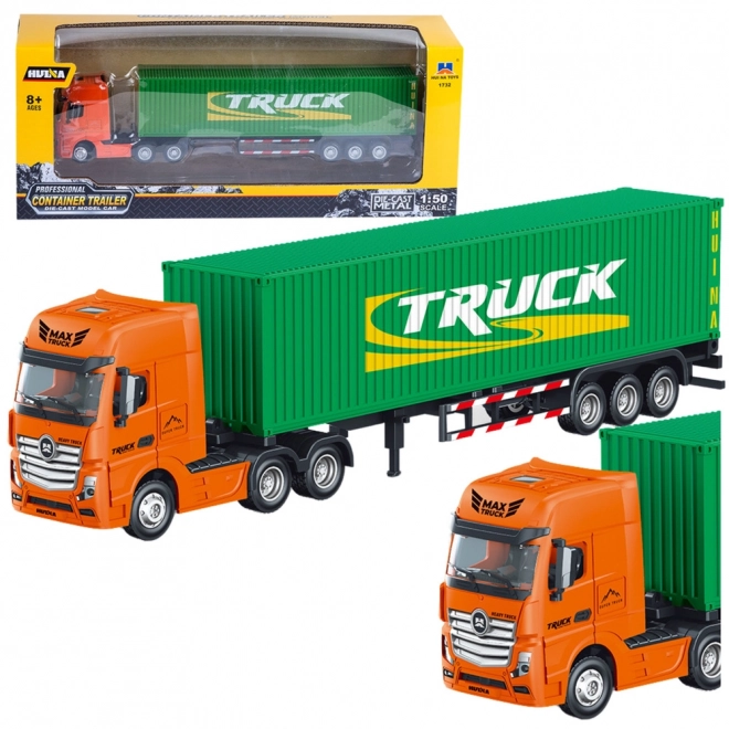 Camion avec remorque conteneur Huina vert 1:50