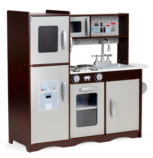 Grande cuisine en bois pour enfants avec réfrigérateur et armoires par ECOTOYS