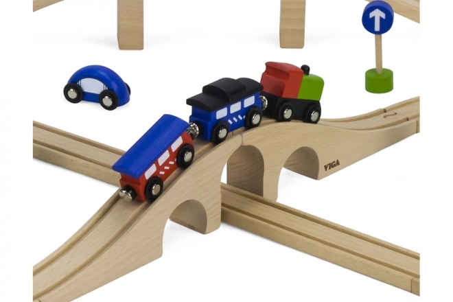 Viga Circuit de train en bois 49 pcs