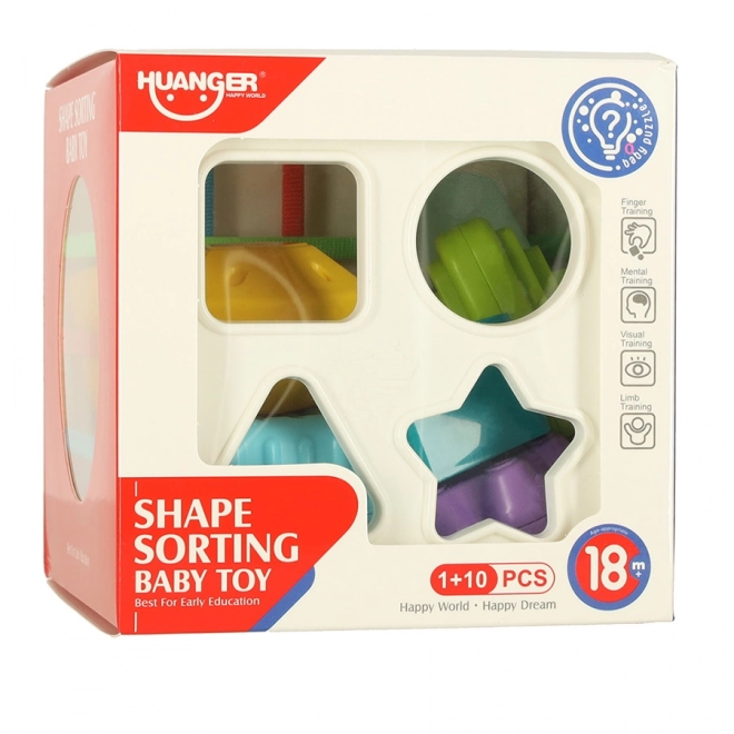 Cube sensoriel flexible avec blocs puzzle carrés et trieur de formes