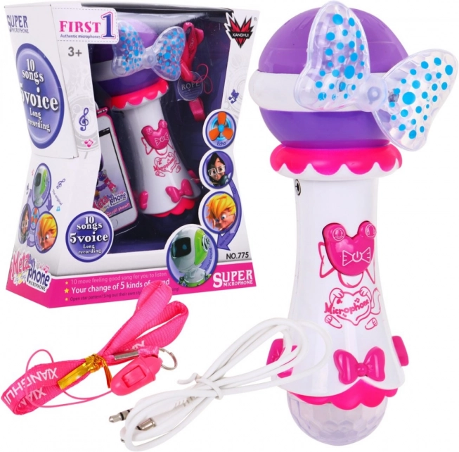Microphone karaoké pour enfants avec effets vocaux et MP3 – Rose