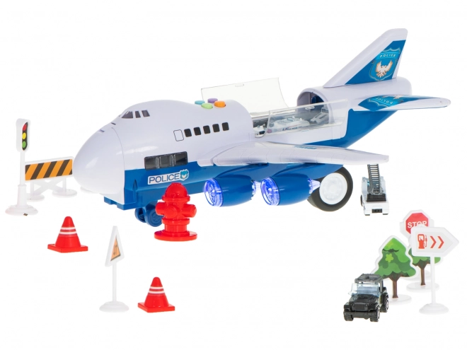 Avion cargo de police avec voitures
