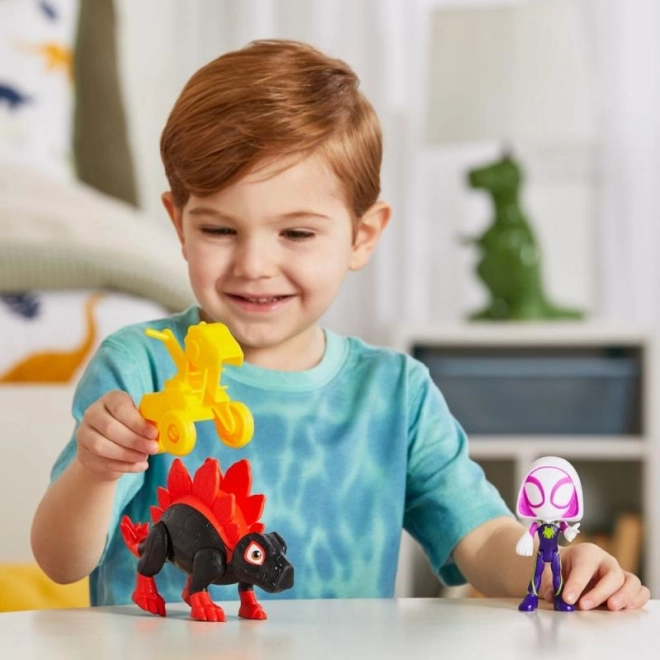 Spider-man spidey et ses amis incroyables figurine avec dinosaure et accessoires