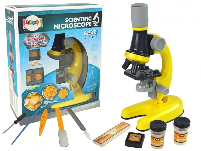 Microscope pour scientifiques Ensemble éducatif Jaune 100x 400x 1200x
