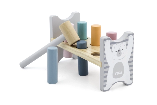 VIGA PolarB Banc en bois avec marteau – Jouet Montessori