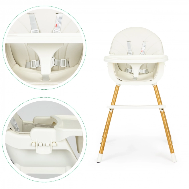 ECOTOYS Chaise haute 2 en 1 Beige