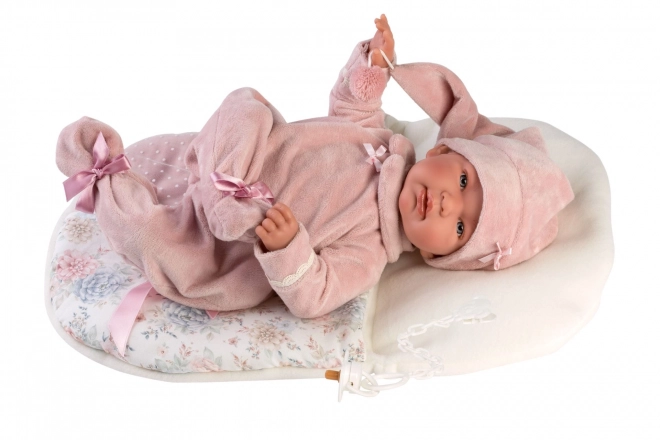 Llorens 84450 NOUVEAU-NÉ - poupée réaliste bébé avec sons et corps en tissu doux - 44 cm