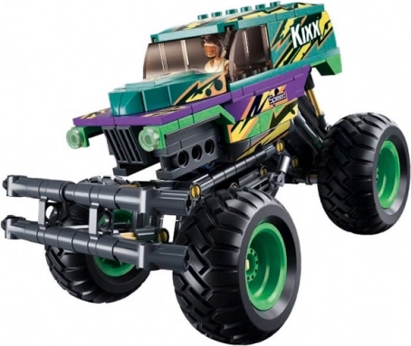 Sluban voiture à remontoir Bigfoot vert‑violet