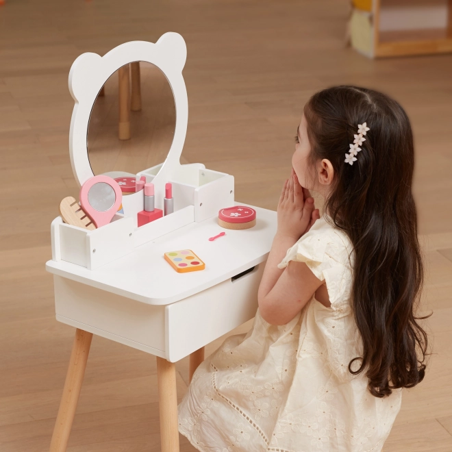 Coiffeuse d'enfants VIGA avec miroir ours et tabouret