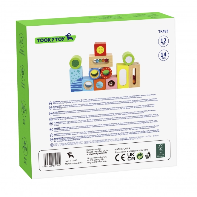 Tooky Toy cubes sensoriels multifonctionnels en bois