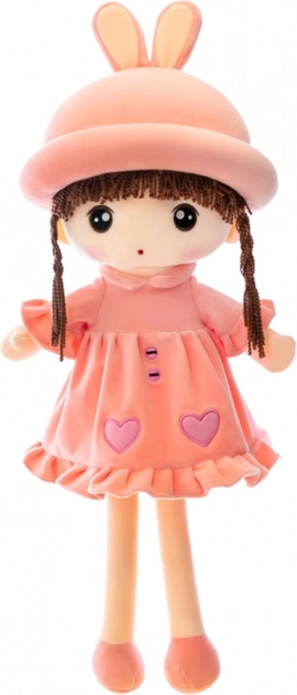 Poupée textile douce avec robe rose et oreilles de lapin 45 cm