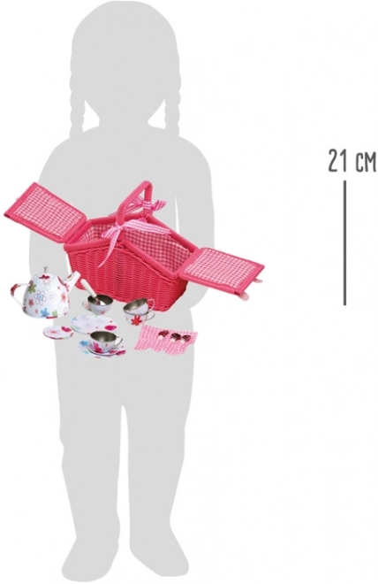 Petit panier de pique-nique rose Small Foot avec vaisselle