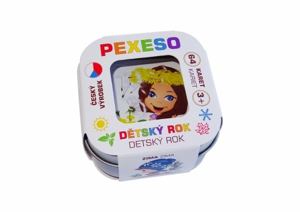 Pexeso L'année des enfants - imperméable, 64 cartes dans une boîte en métal 6x6x4cm