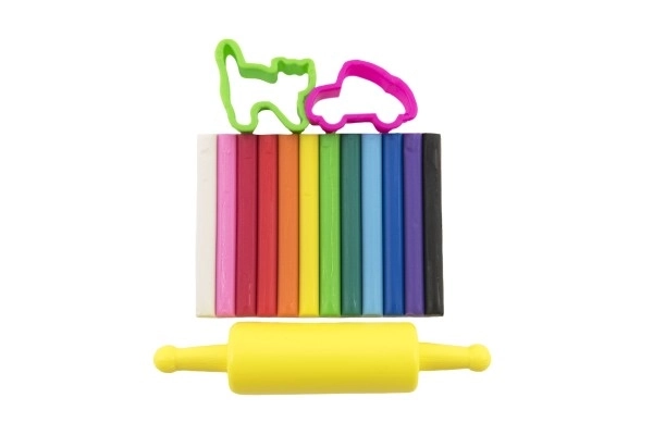 Pâte à modeler NARA 100g 12 pcs avec 2 découpes avec rouleau sur carte 18,5x26cm