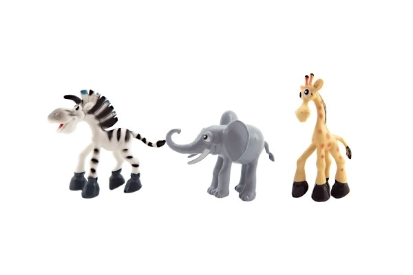 Animaux safari joyeux ZOO plastique 9-10cm 6pcs dans un sachet