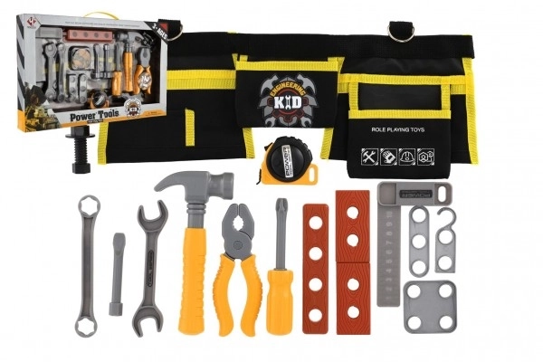 Ensemble d'outils avec ceinture en plastique dans une boîte 46x28x5cm
