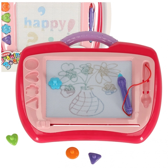 Tableau magnétique de dessin pour enfants avec tampons rose XL
