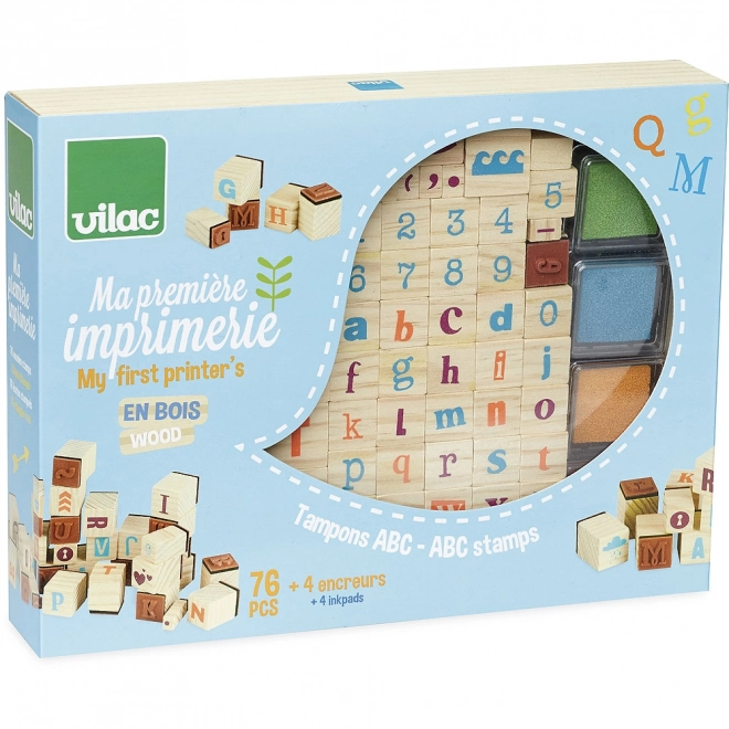 Vilac Tampons en bois Alphabet 76pcs