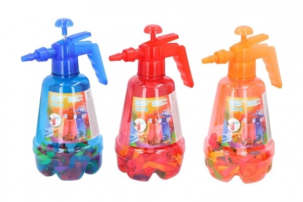 Pompe à bombes à eau + bombes 100 pcs assortiment de couleurs plastique 30 cm