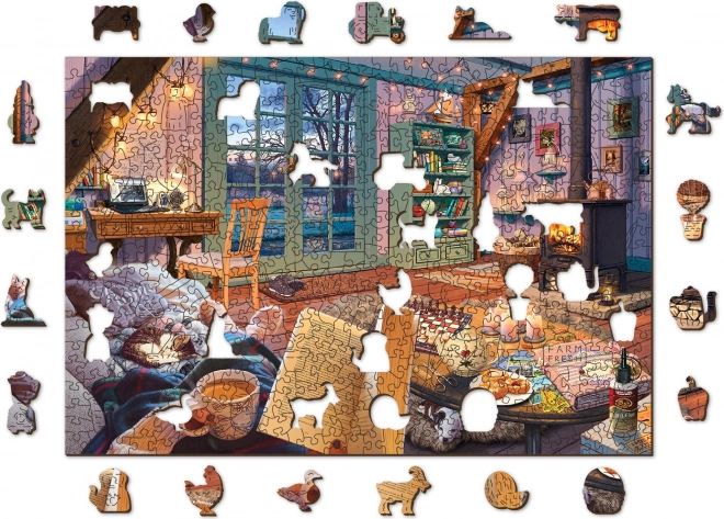 Puzzle en bois chalet douillet
