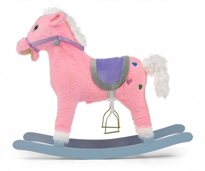 Cheval à bascule rose pour enfants