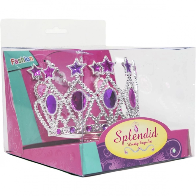 Ensemble de beauté avec couronne en plastique et collier avec boucles d'oreilles