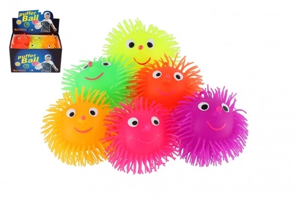 Balle en caoutchouc poilue antistress 8,5 cm avec lumière sur piles jusqu'à 6 couleurs