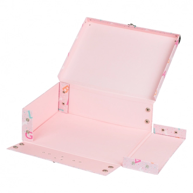 BAAGL Valise pliante scolaire Logo - rose avec garniture en métal