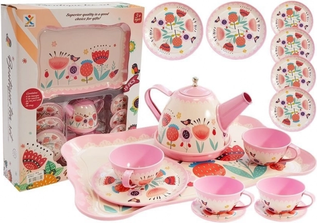 Service à thé avec petite théière et sous-tasses, 14 pièces
