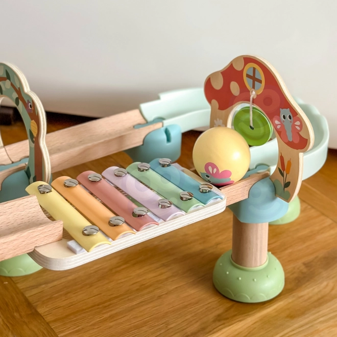 Piste de billes en bois avec Xylophone Tooky Toy 44 pièces