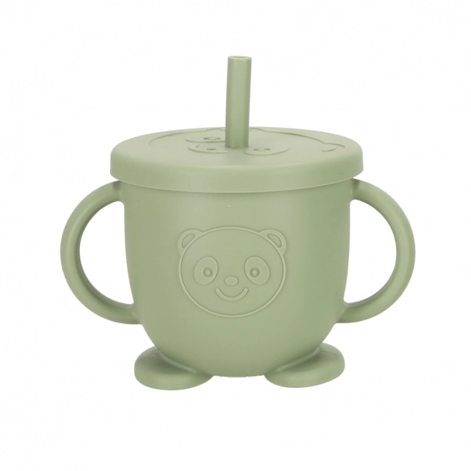 Ensemble vaisselle en silicone pour enfants avec motif hibou en vert militaire