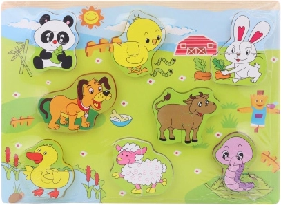 Puzzle d’encastrement en bois animaux de la ferme