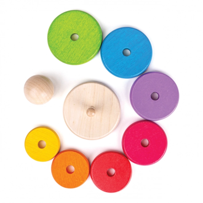 Jouet empilable en bois arc-en-ciel pour enfants