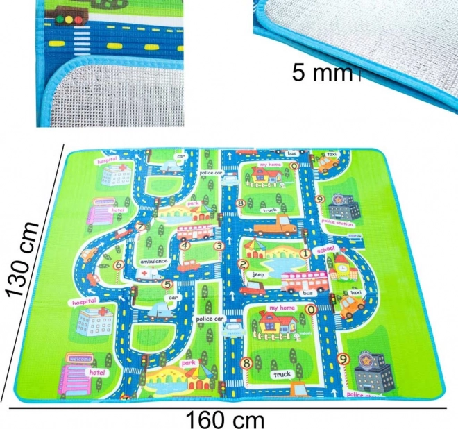Tapis de jeu pliant pour enfants avec motif de rue 160 x 130 cm