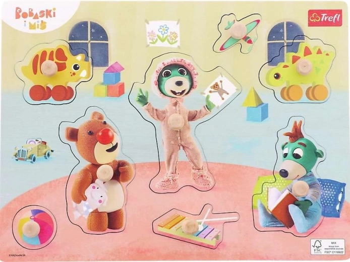 Puzzle encastrables en bois Bobaski i Miś – 8 pièces