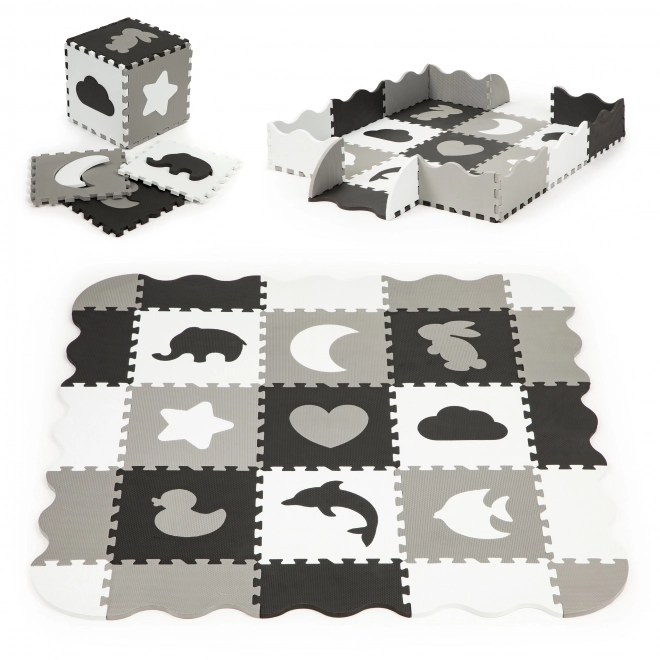 ECOTOYS Puzzle en mousse Animaux et formes noir-blanc SX avec bordure