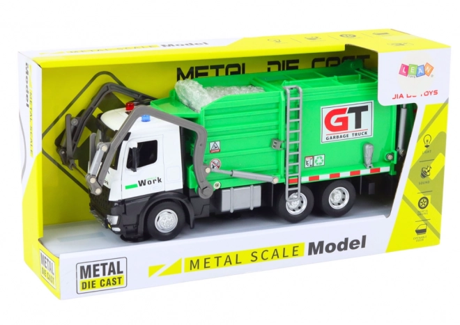 Camion poubelle en métal vert multifonctionnel avec entraînement par friction