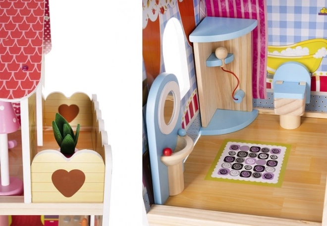 Maison de poupée en bois avec équipements 90 cm