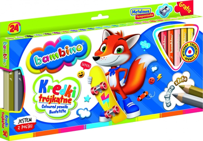 Crayons triangulaires avec taille-crayon Bambino - 24 pièces