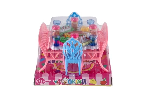 Meubles pour poupées en plastique 4 couleurs sous blister 14x11x16cm