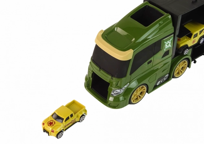 Camion de transport vert pour petites voitures