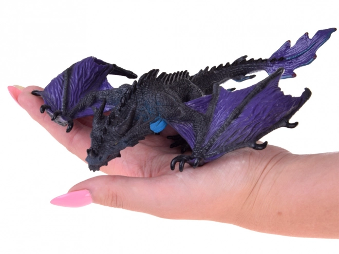 Figurine majestueuse dragon violet avec mâchoire mobile