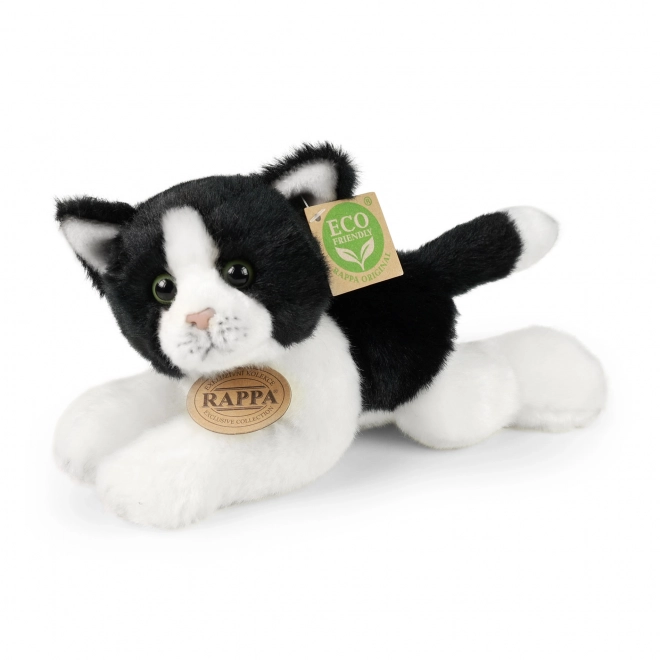 Chat en peluche blanc-noir couché 16 cm ECO-FRIENDLY